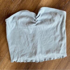 light blue cropped shirt